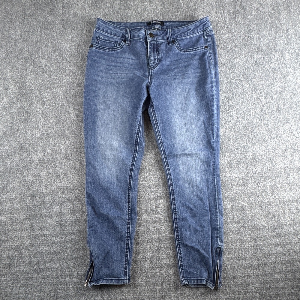 d.jeans Medium Wash Skinny Jeans with Ankle Zippers Size 10 Stretch